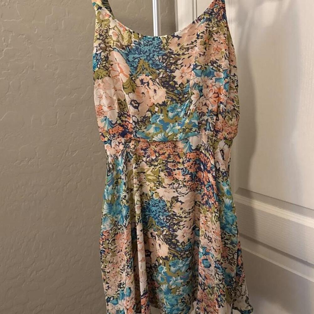Multi Color Floral Mini Dress (Size M)